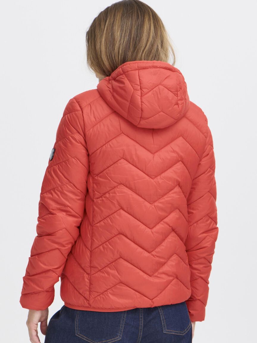 Chevron Quilted Hip Length Jacket With Hood