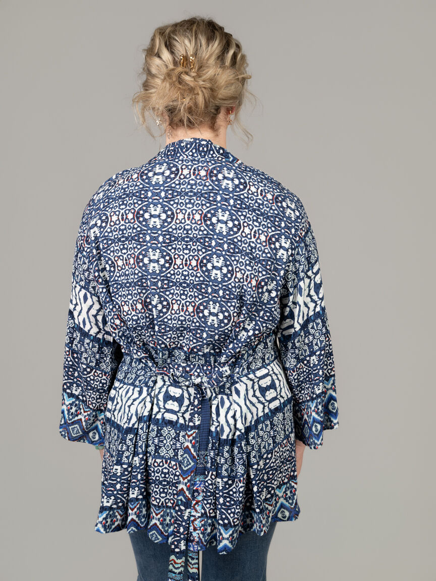 Thigh Length Kimono With Waist Tie