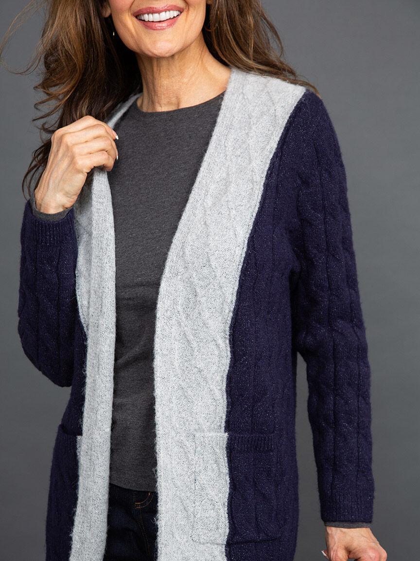 Open Front Cable Knit Cardigan Image 4