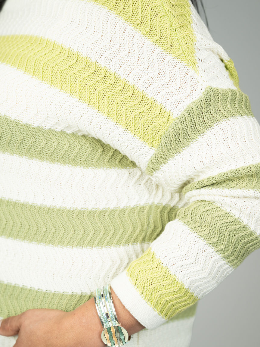 Long Sleeve Shoulder Drop Stripped Sweater