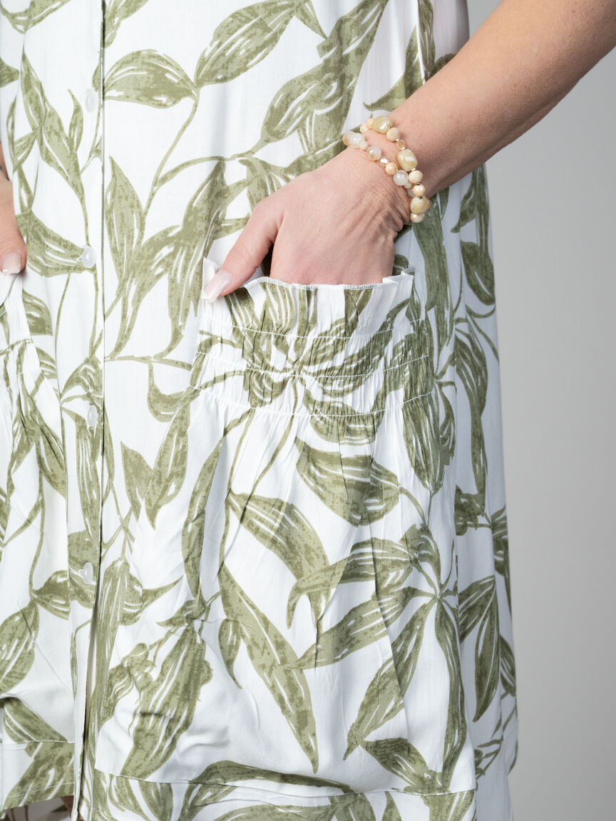 Collared Button-Up Knee Dress