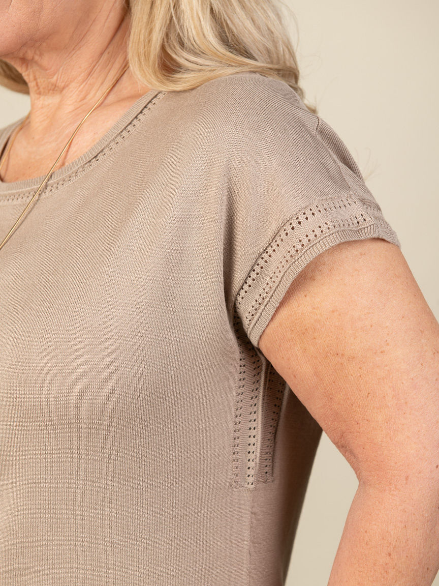 Short Sleeve Sweater with Crochet Detail  Image 4