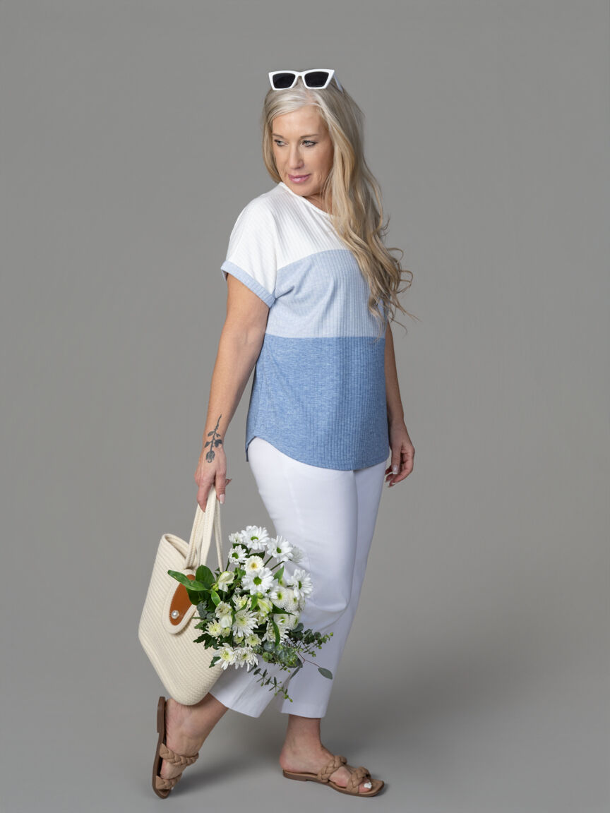 Short Sleeve Colour Block Top