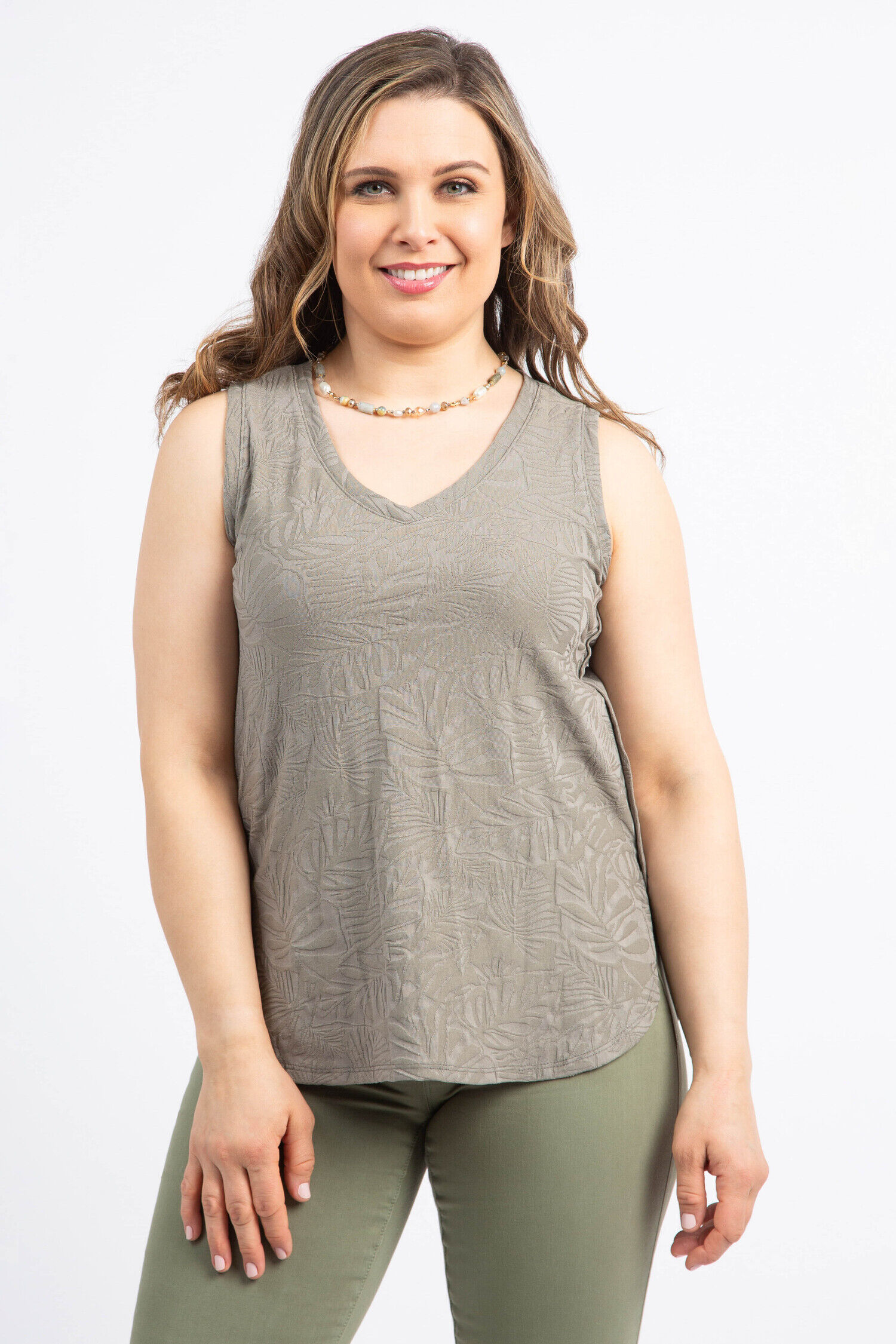Textured V-Neck Tank Image 1