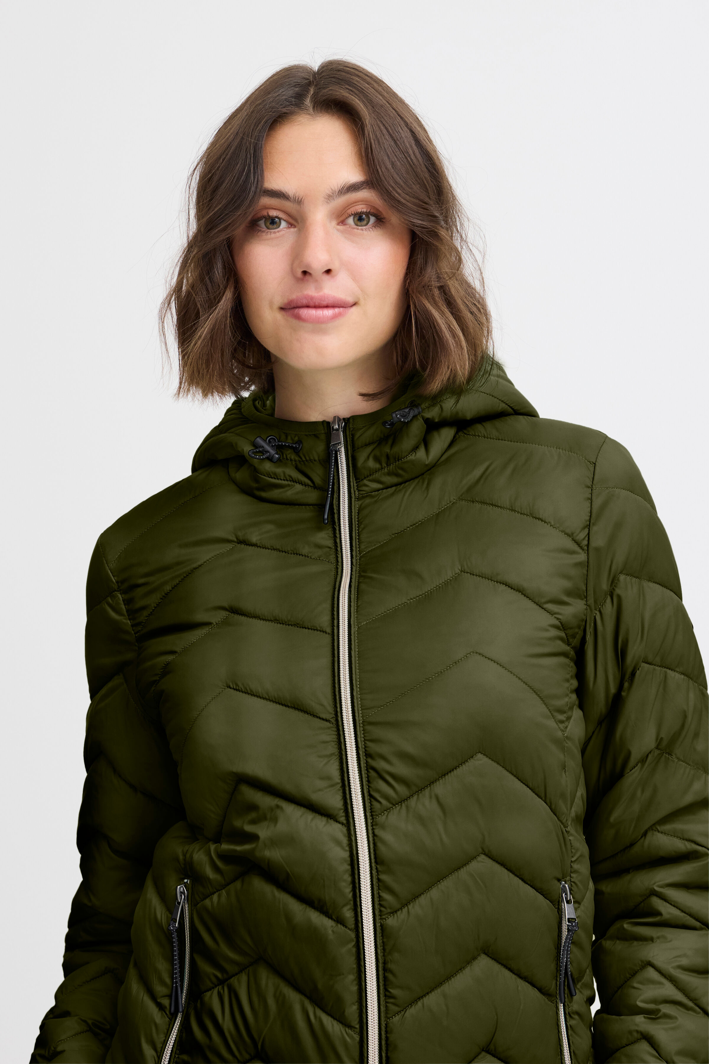 Quilted Zip-Up Jacket w/ Hood Image 5
