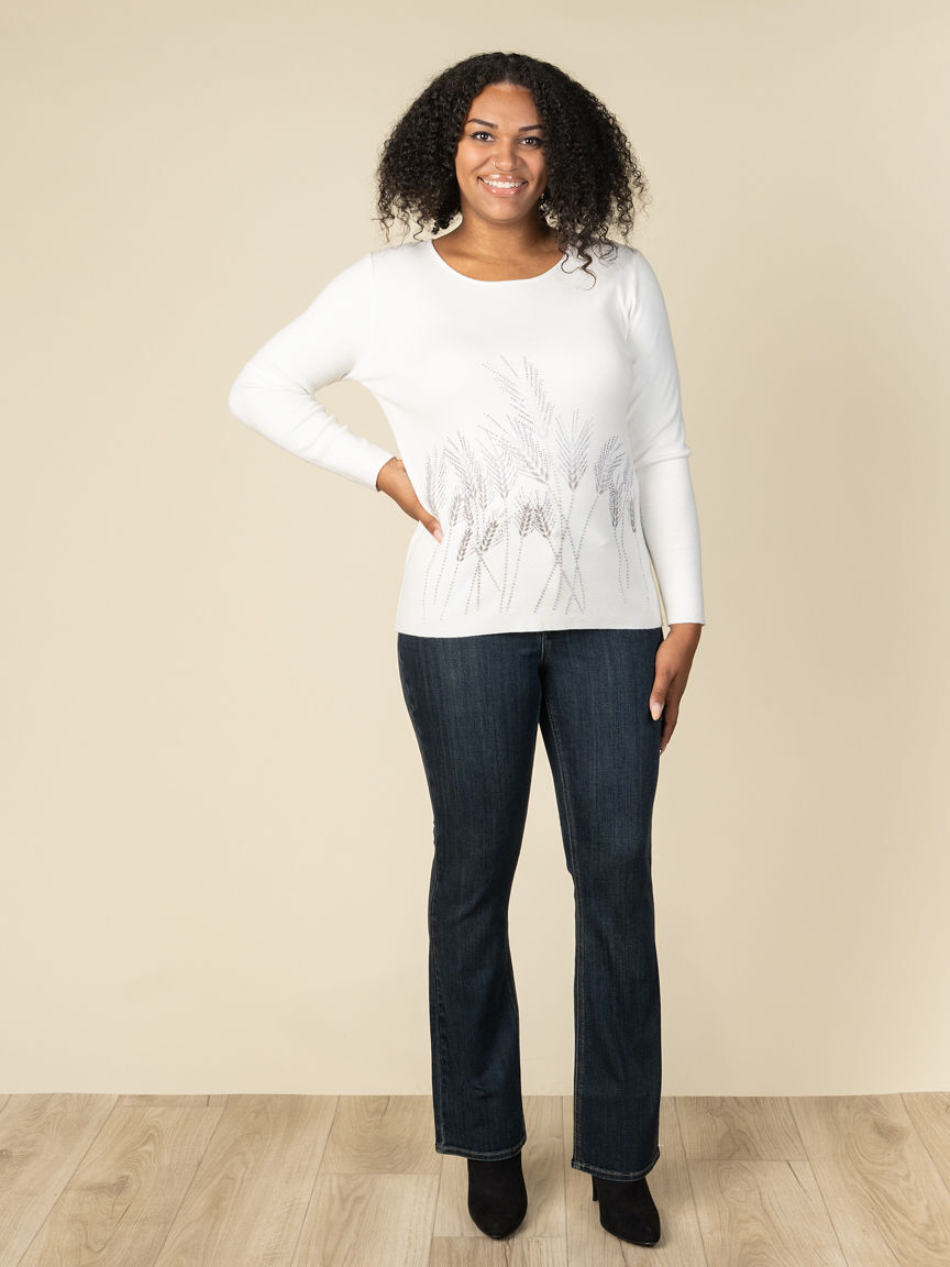 Long Sleeve Crew Neck With Texture And Hotfix