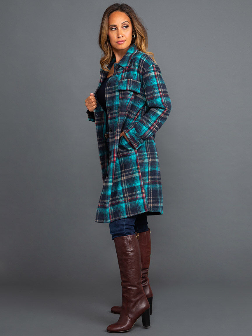 Longline Plaid Shacket Image 3