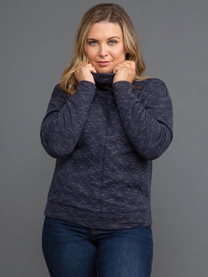 Long Sleeve Knit Top with Cowl Neck