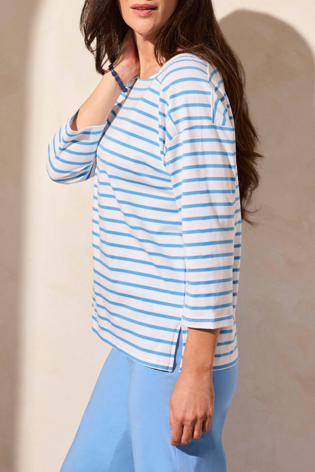 &frac34; Sleeve Boat Neck Top  Image 3