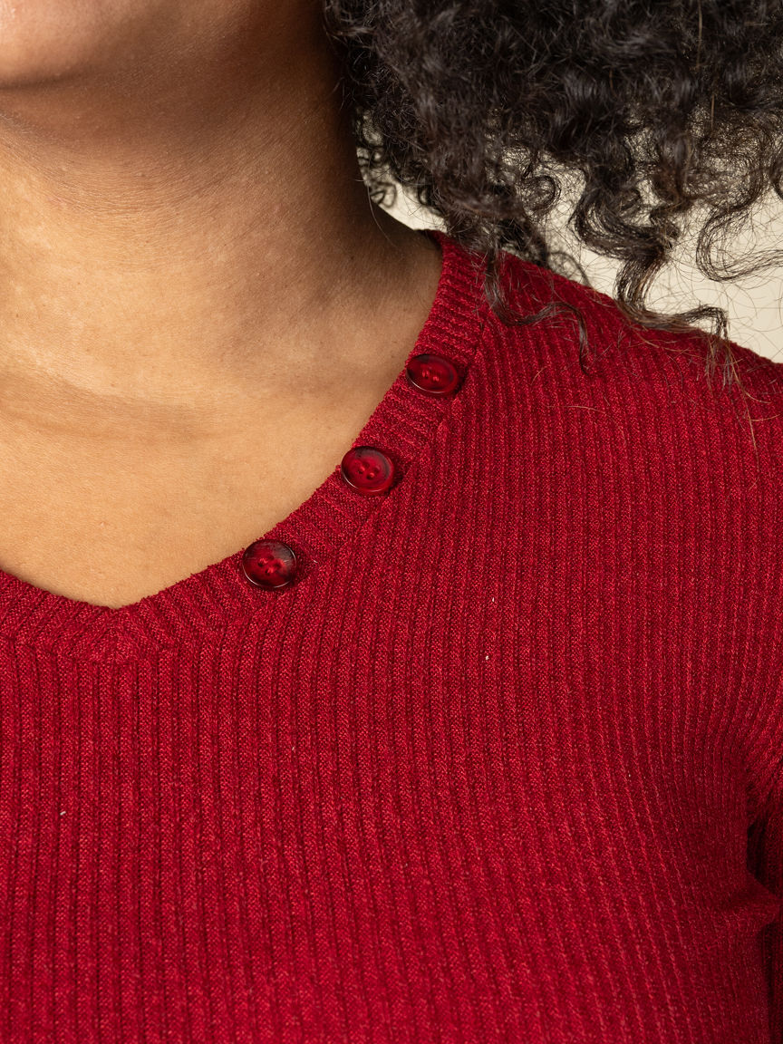 Asymmetrical Long Sleeve Top With Buttons