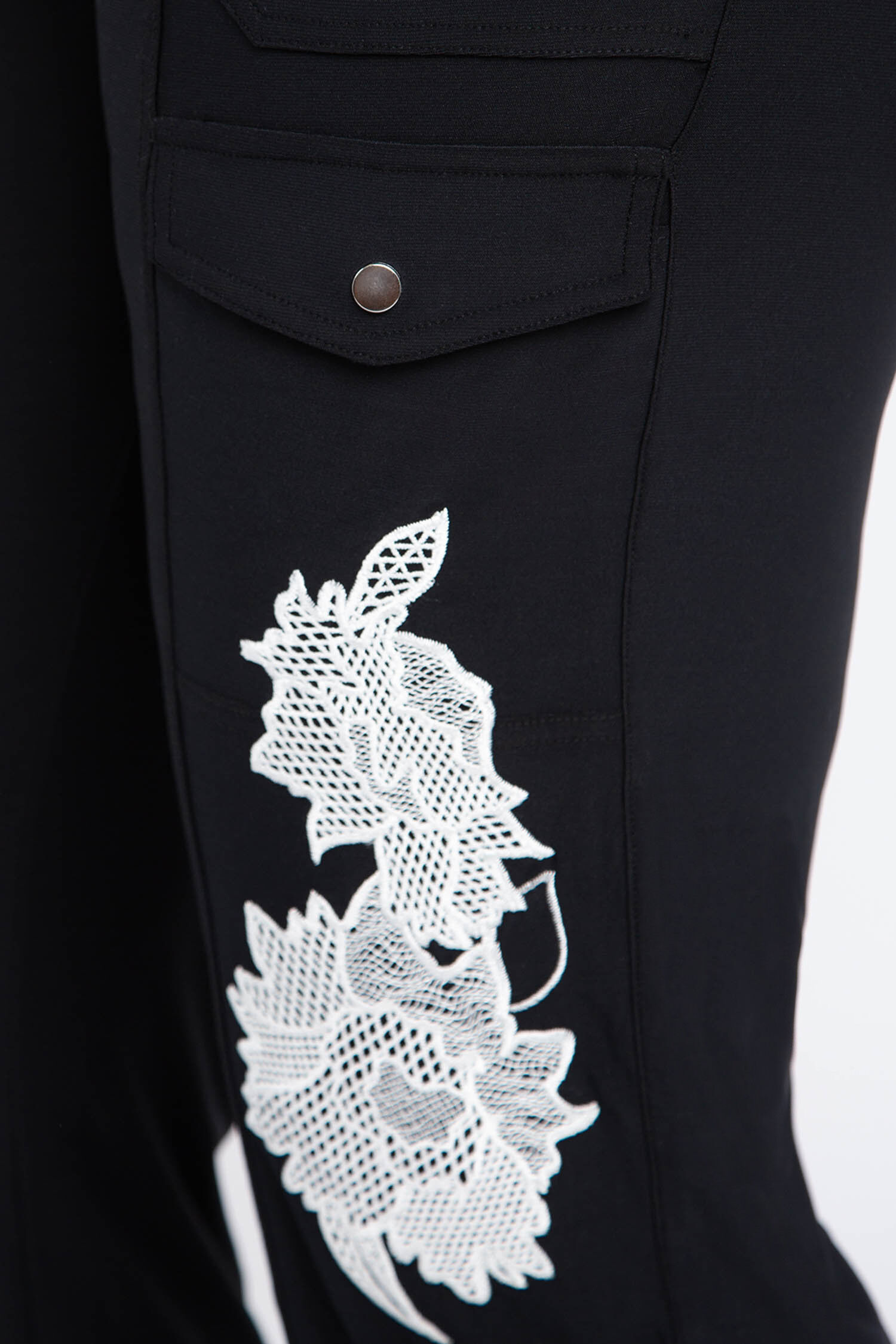 Embroidered Leg Cargo Capri Image 5