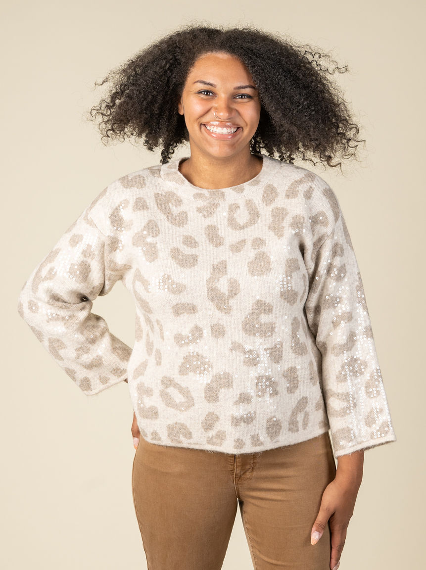 Cheetah Print Sweater With Sequins