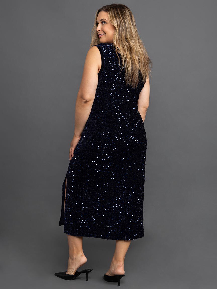 Sleeveless Sequined Midi Dress Image 3