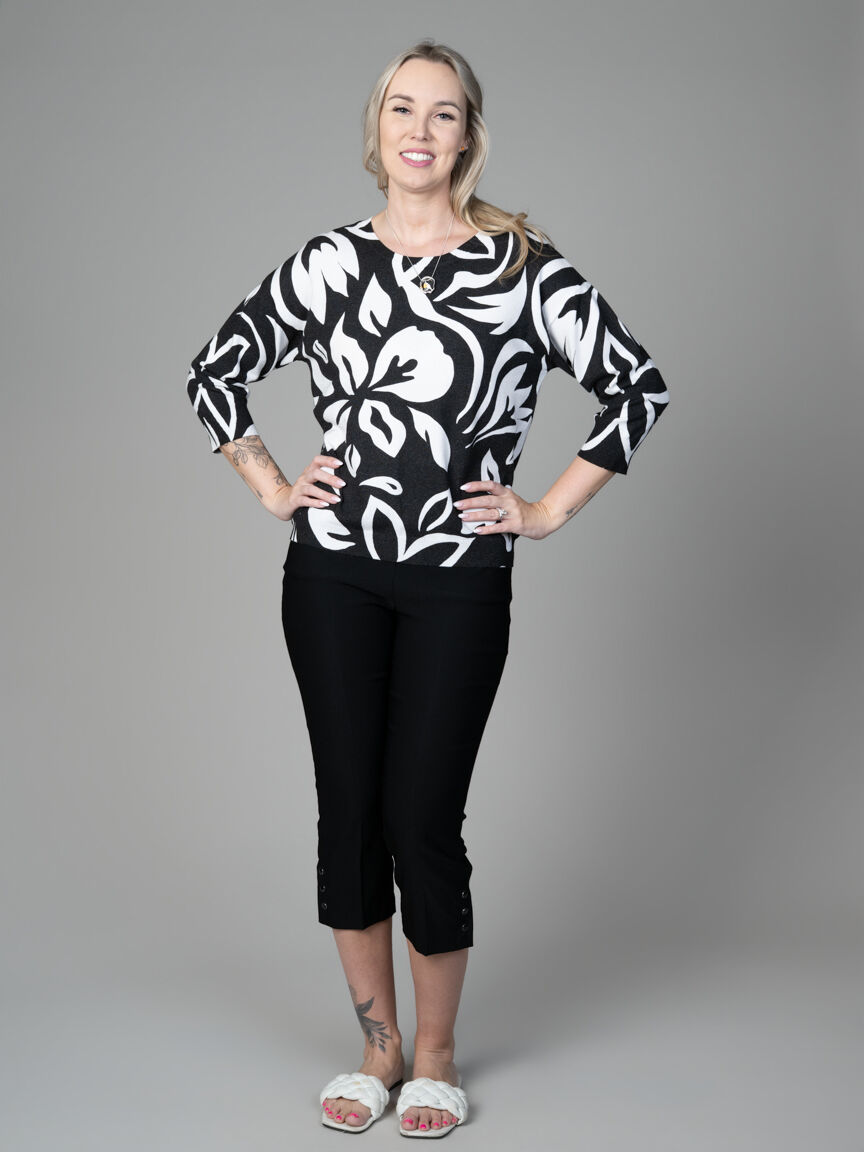 3/4 Sleeve Crewneck Sweater