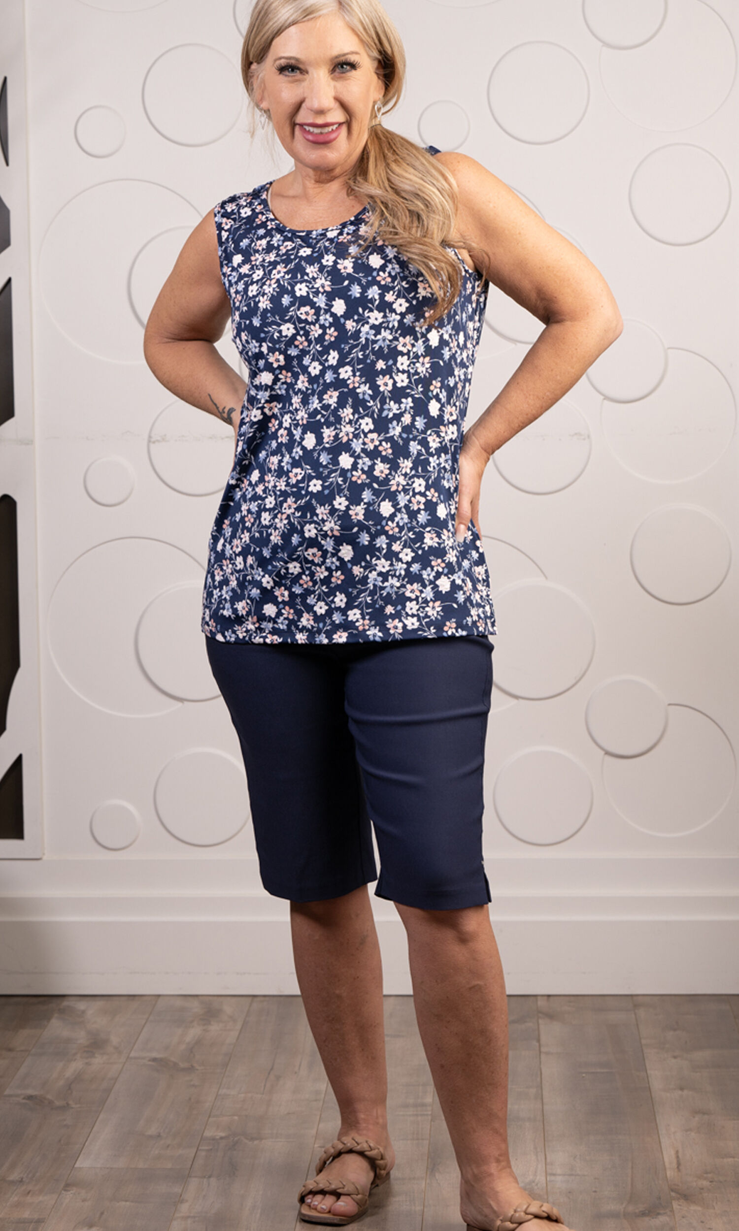 Sleeveless Side Split Floral Top Image 1