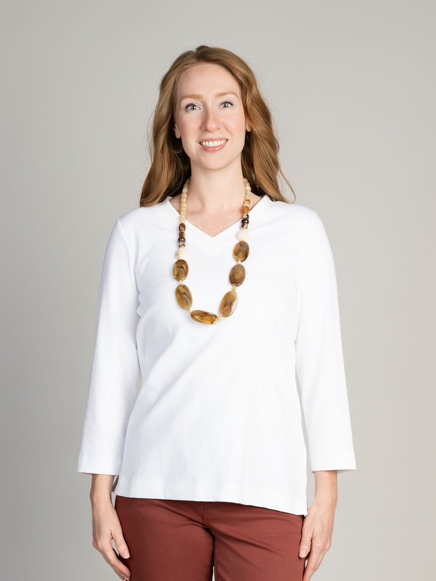 3/4 Sleeve V-Neck Top Image 1