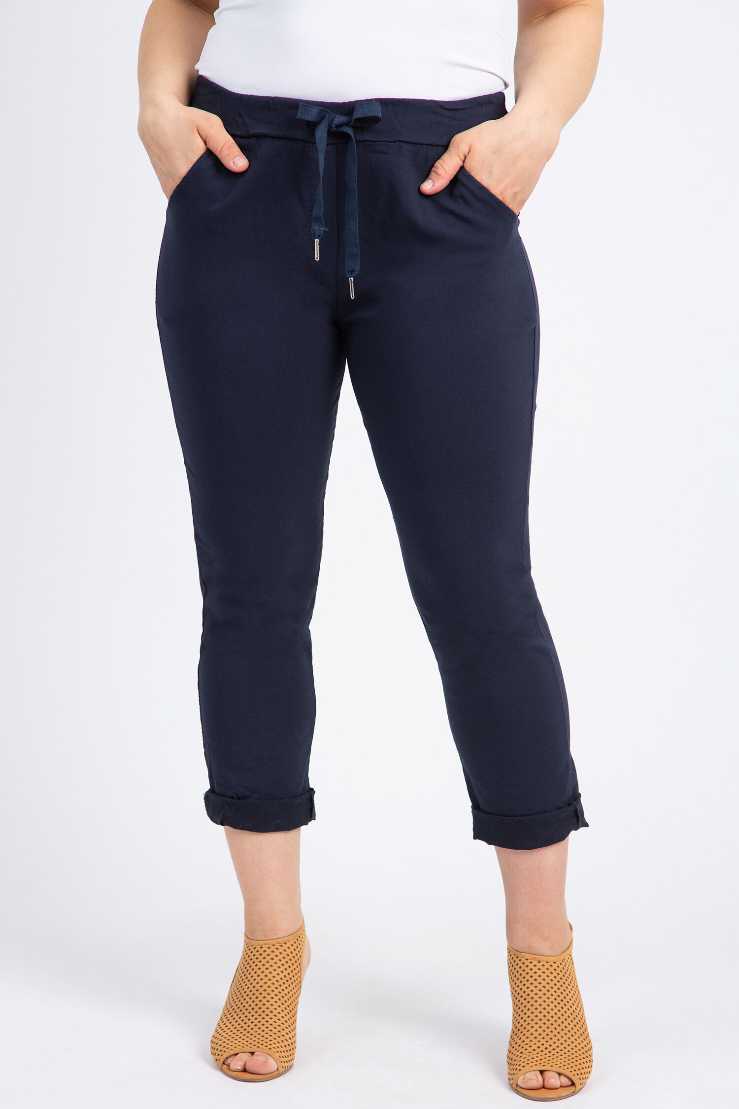 Drawstring Cropped Trousers Image 1