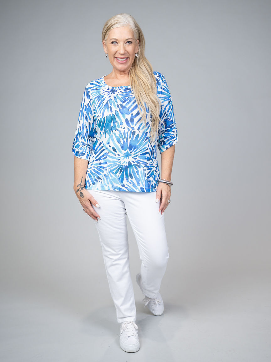 3/4 Sleeve Top with Hotfix Accents