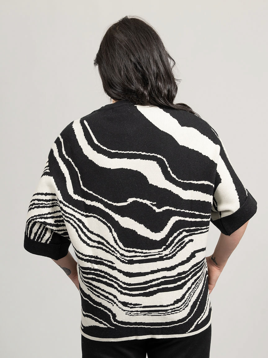 Short Sleeve Animal Print Sweater