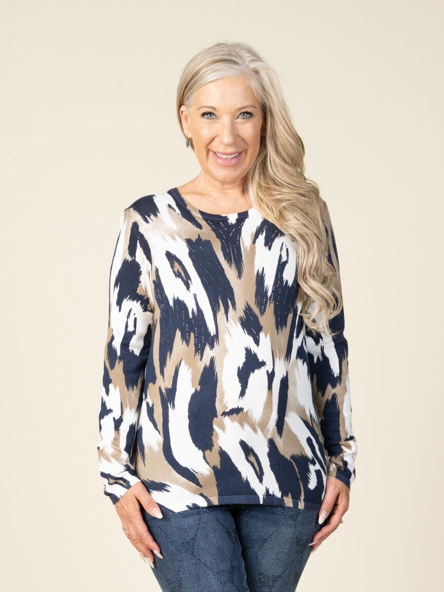 Animal Print Sweater with Hotfix