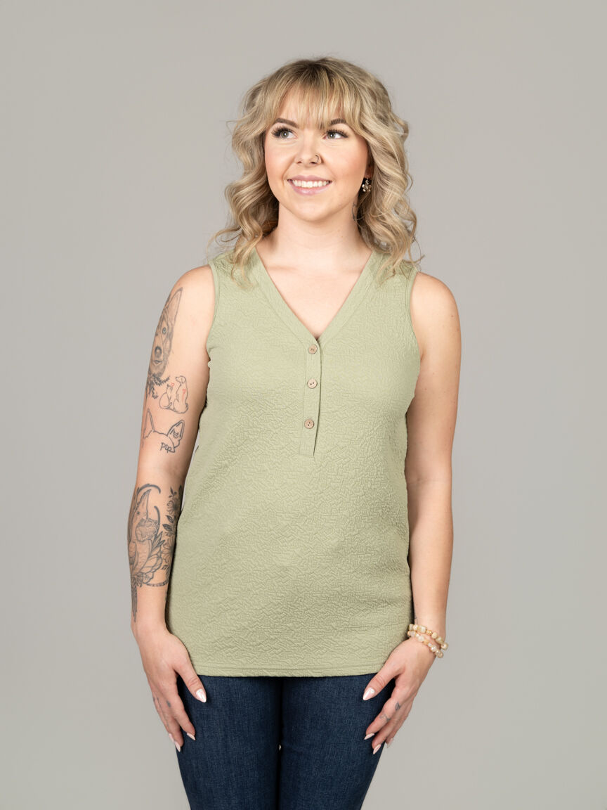 Sleeveless Textured V-Neck Top Image 6