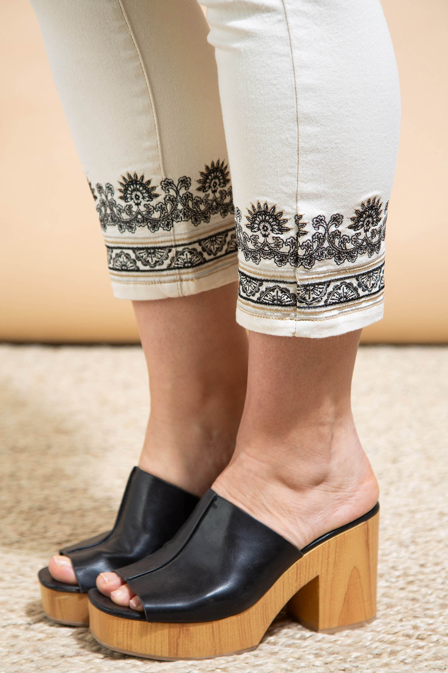 Audrey Embroidered Cropped Jeans Image 5