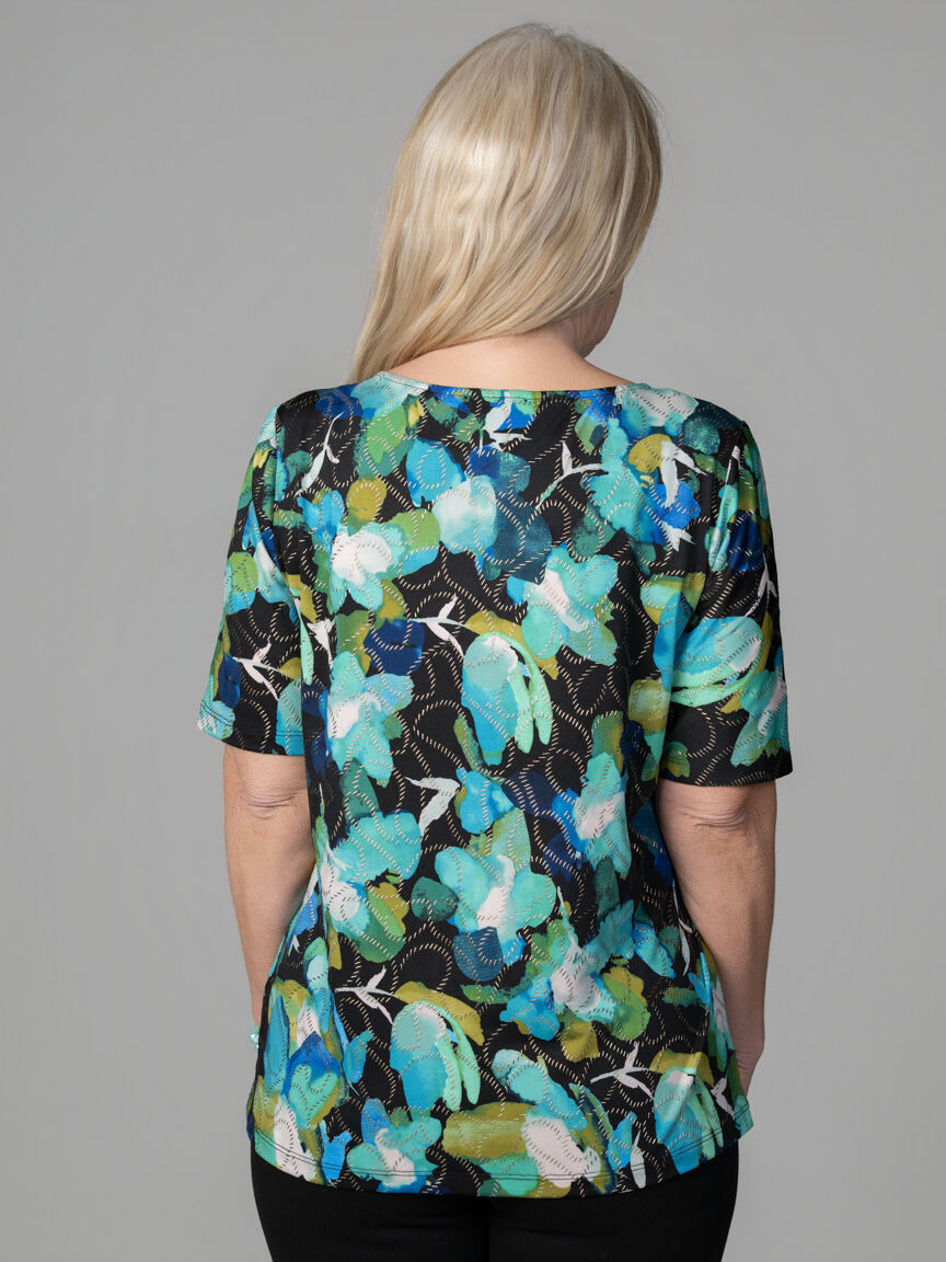 Short Sleeve Top With Keyhole