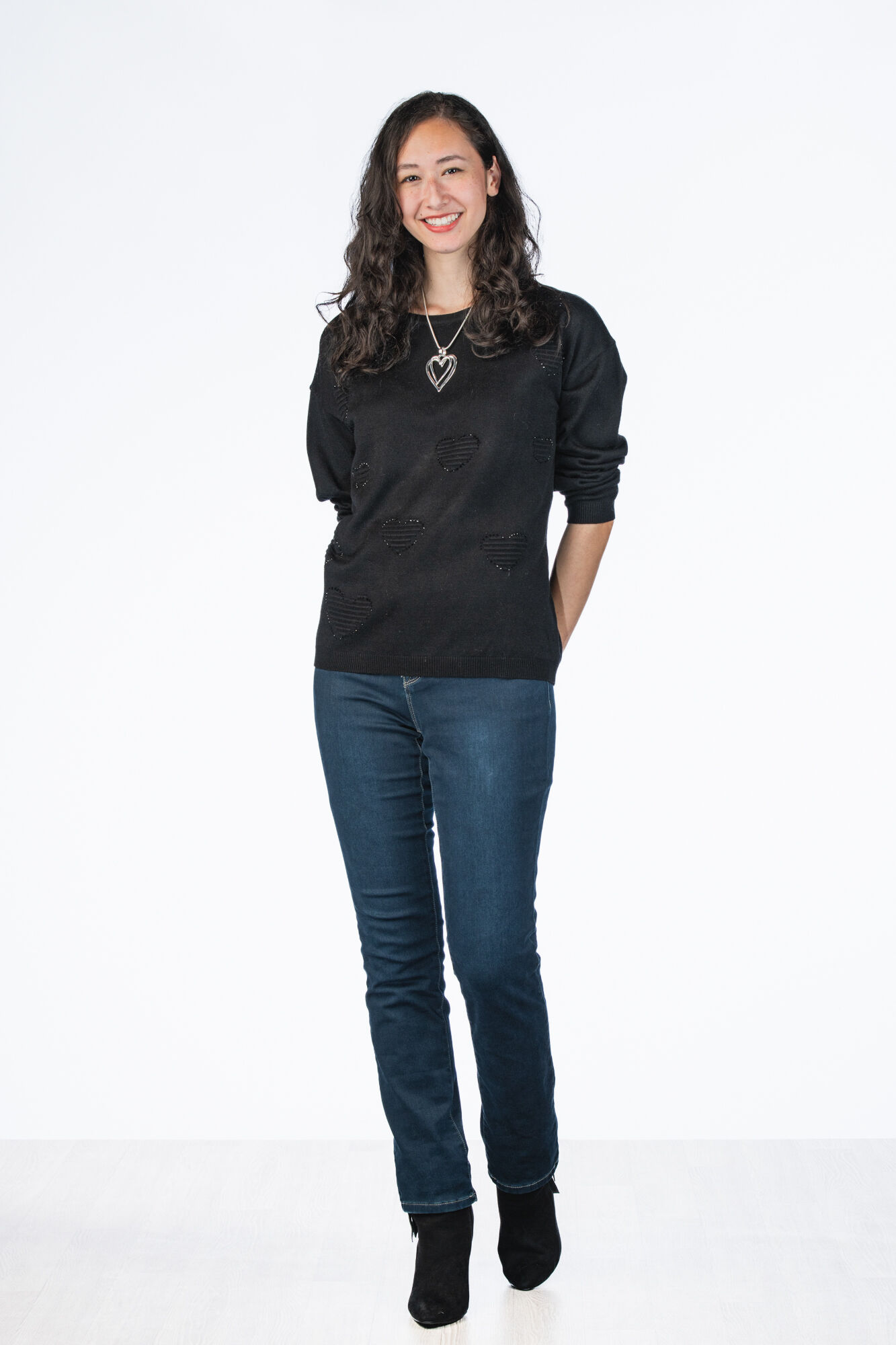 Sparkly Black Hearts Rhinestones Sweater  Image 4