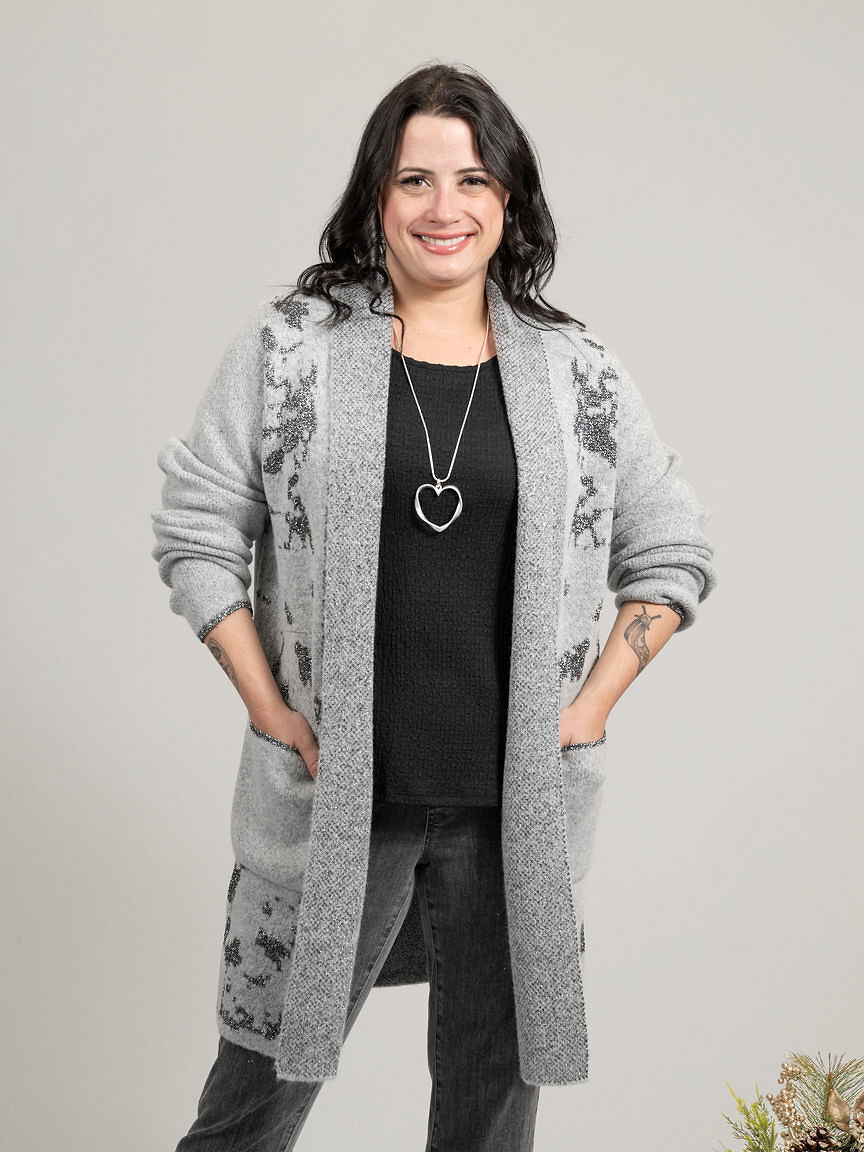 Sparkly Long sleeve Open Front Cardigan 