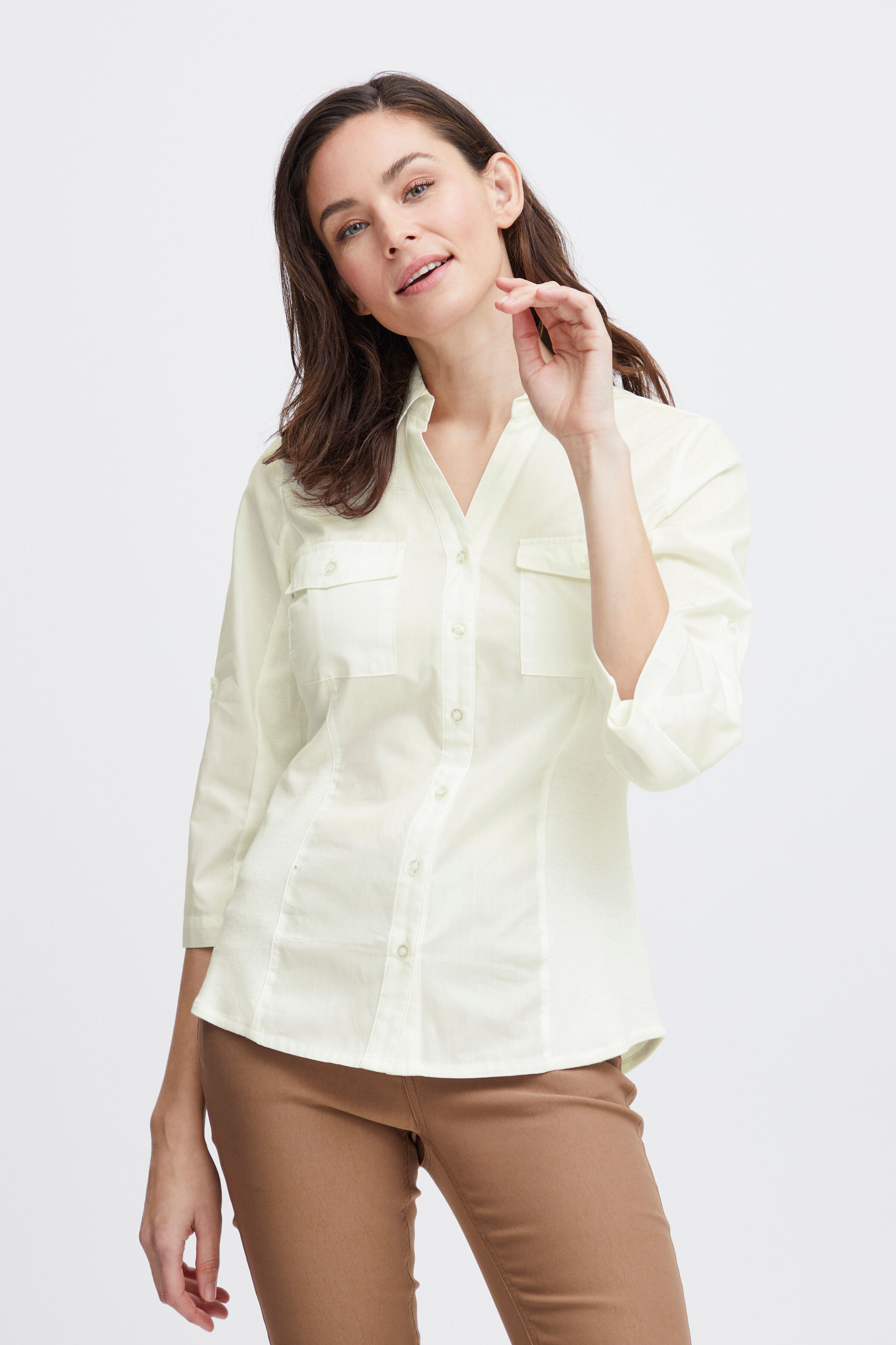 Button-Up &frac34; Sleeve Blouse Image 1