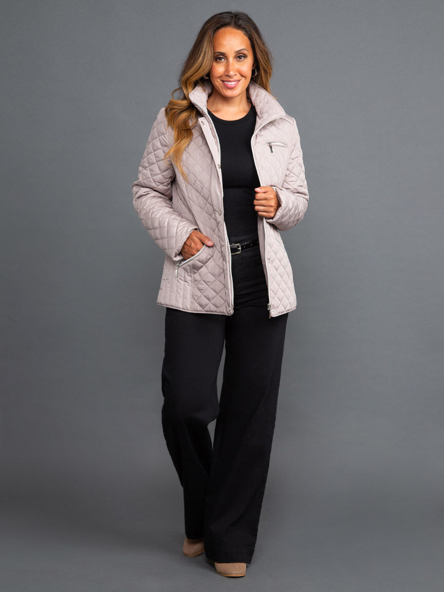 Diamond Quilted Zip-Up Jacket  Image 1