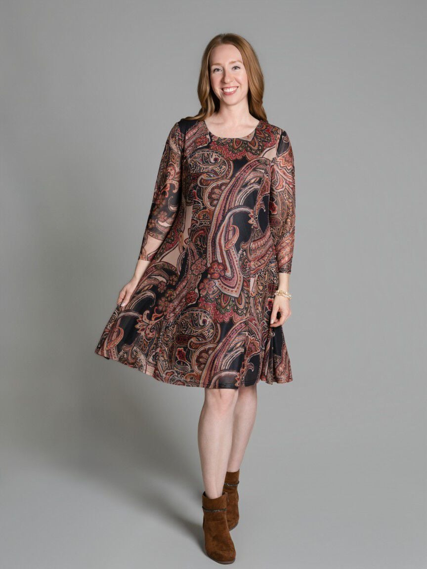 Paisley Mesh Overlay Dress