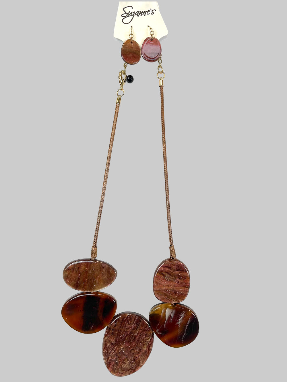 Brownish Marble Necklace Jewelry Set Image 1