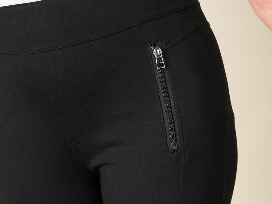 Pull-On Pants With Faux Zipper Pockets