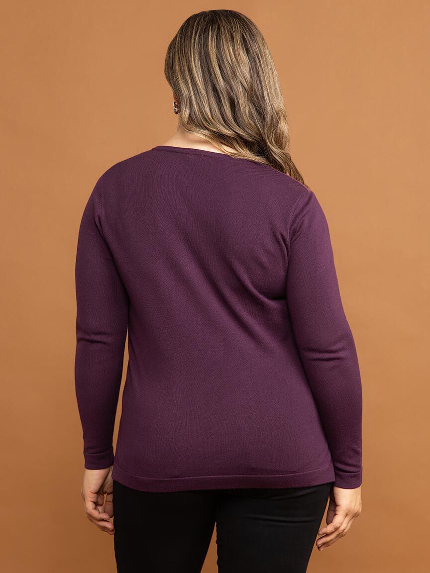 Long Sleeve Suede Top with Hotfix