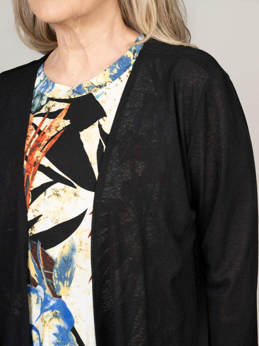 3/4 Sleeve Open Front Cardigan Image 2