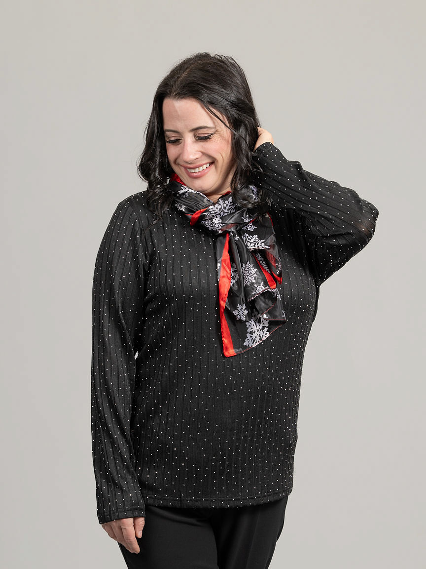 Long Sleeve Ribbed Top With Hotfix