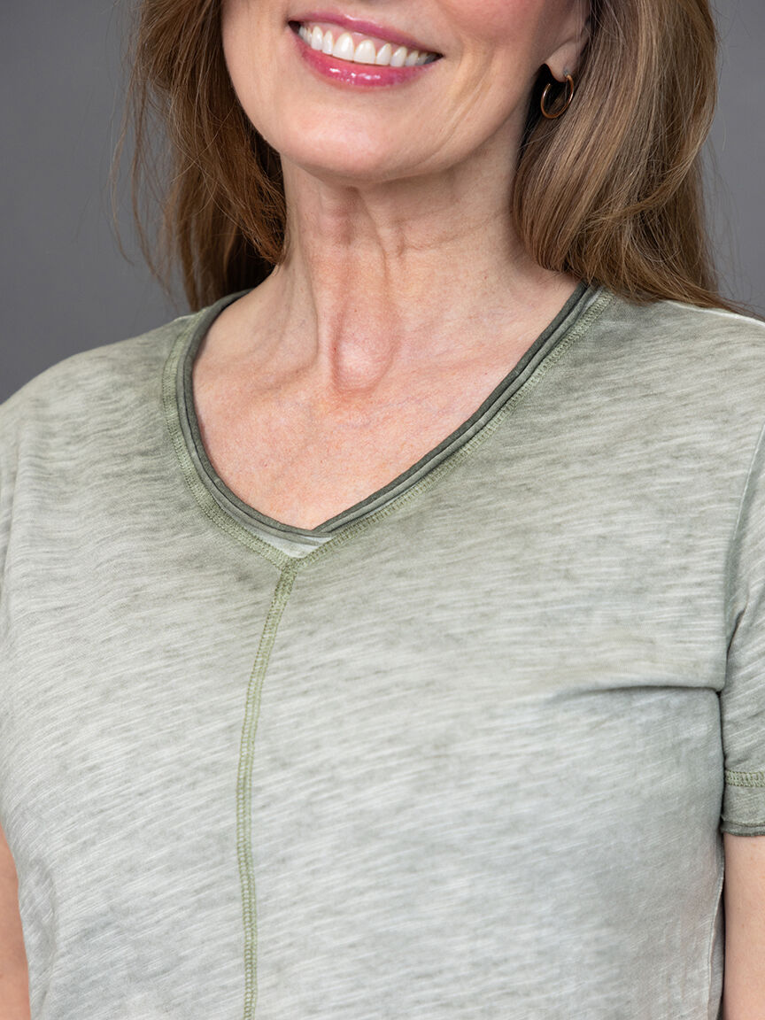 Solid Melange V-Neck Top  Image 5