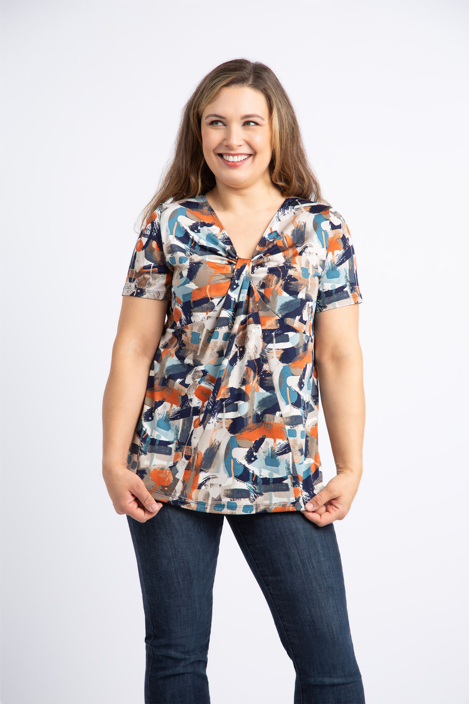 Short Sleeve Twist Neck Top  Image 2