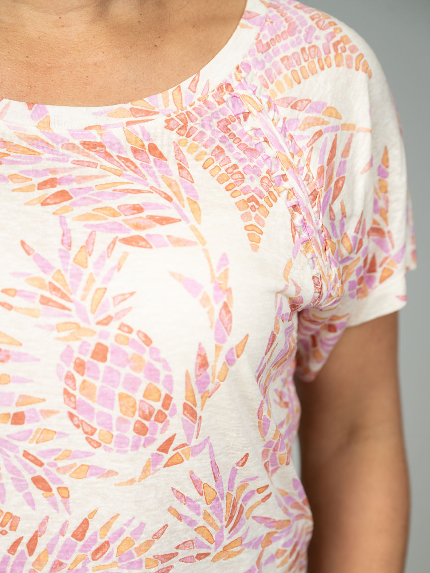 Boho Bloom Pleated Scoop Neck Top