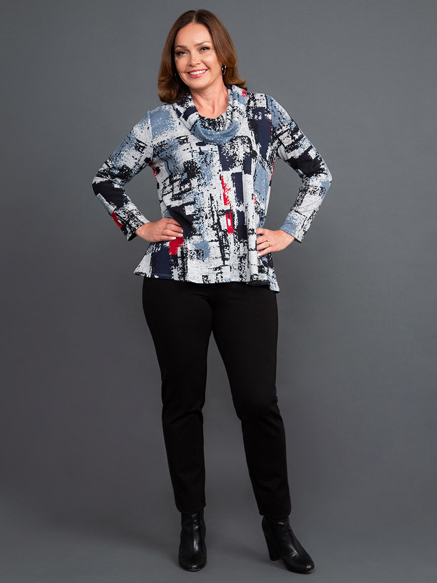 Long Sleeve Drop Cowl Neck Top Image 1