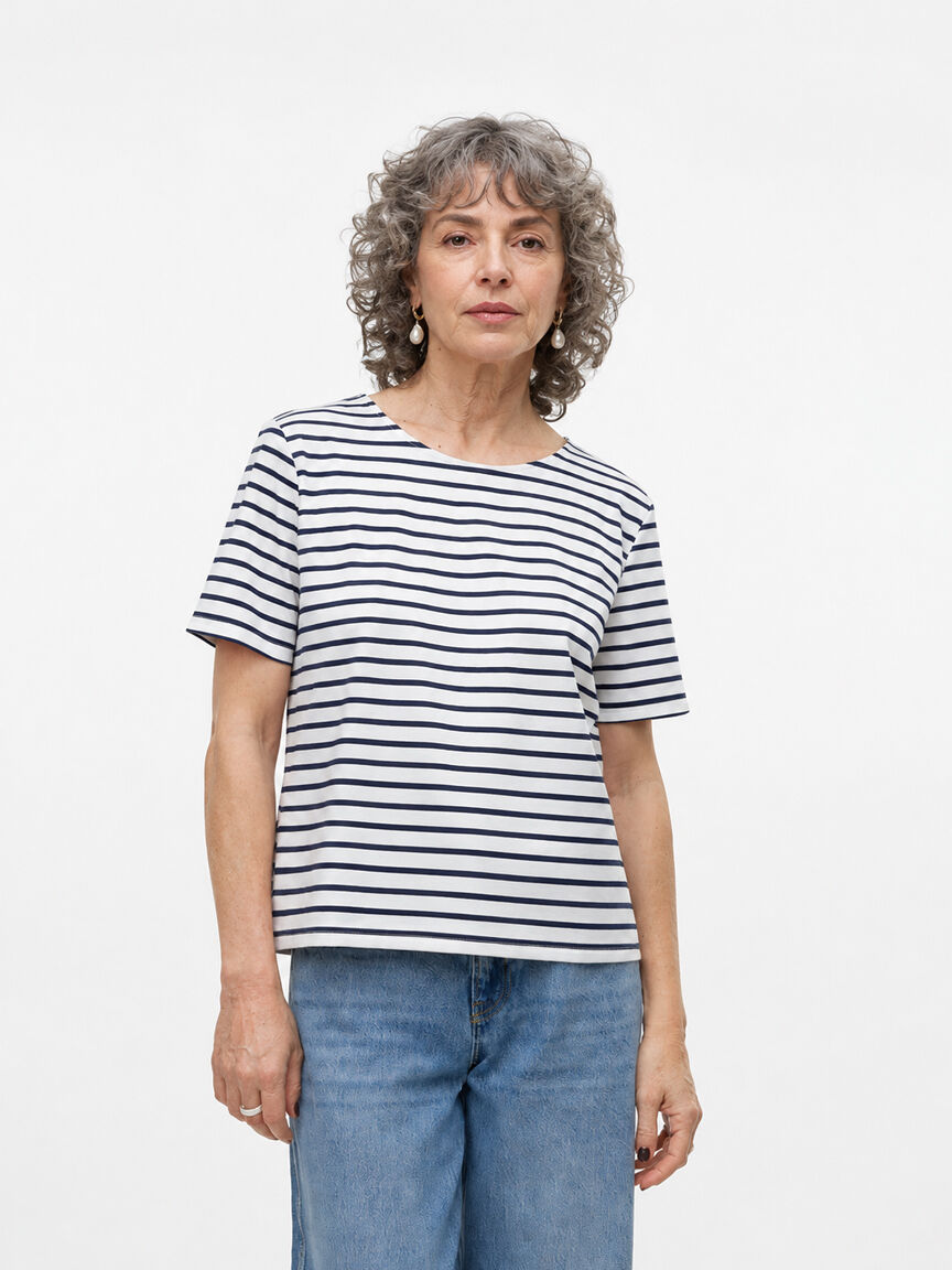 Short Sleeve Top With Zip Back