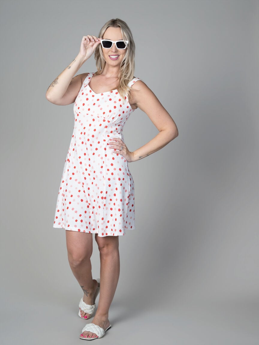 Sleeveless Knee Length Polka Dot Dress Image 1