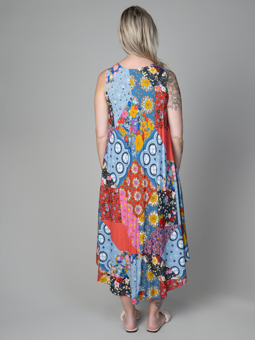 Sleeveless Patchwork Maxi Dress