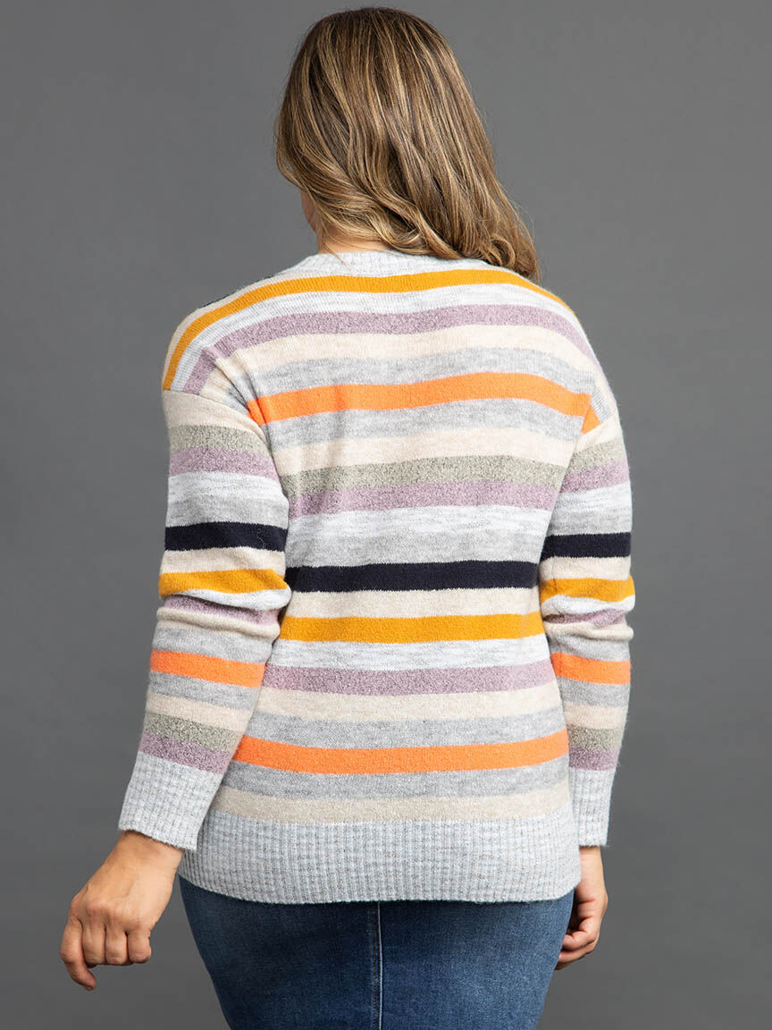 Soft Yarn Striped Crew Neck Sweater