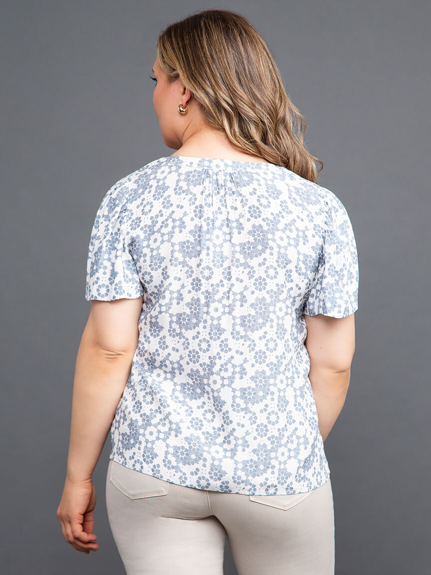 Short Sleeve Button Down Floral Blouse