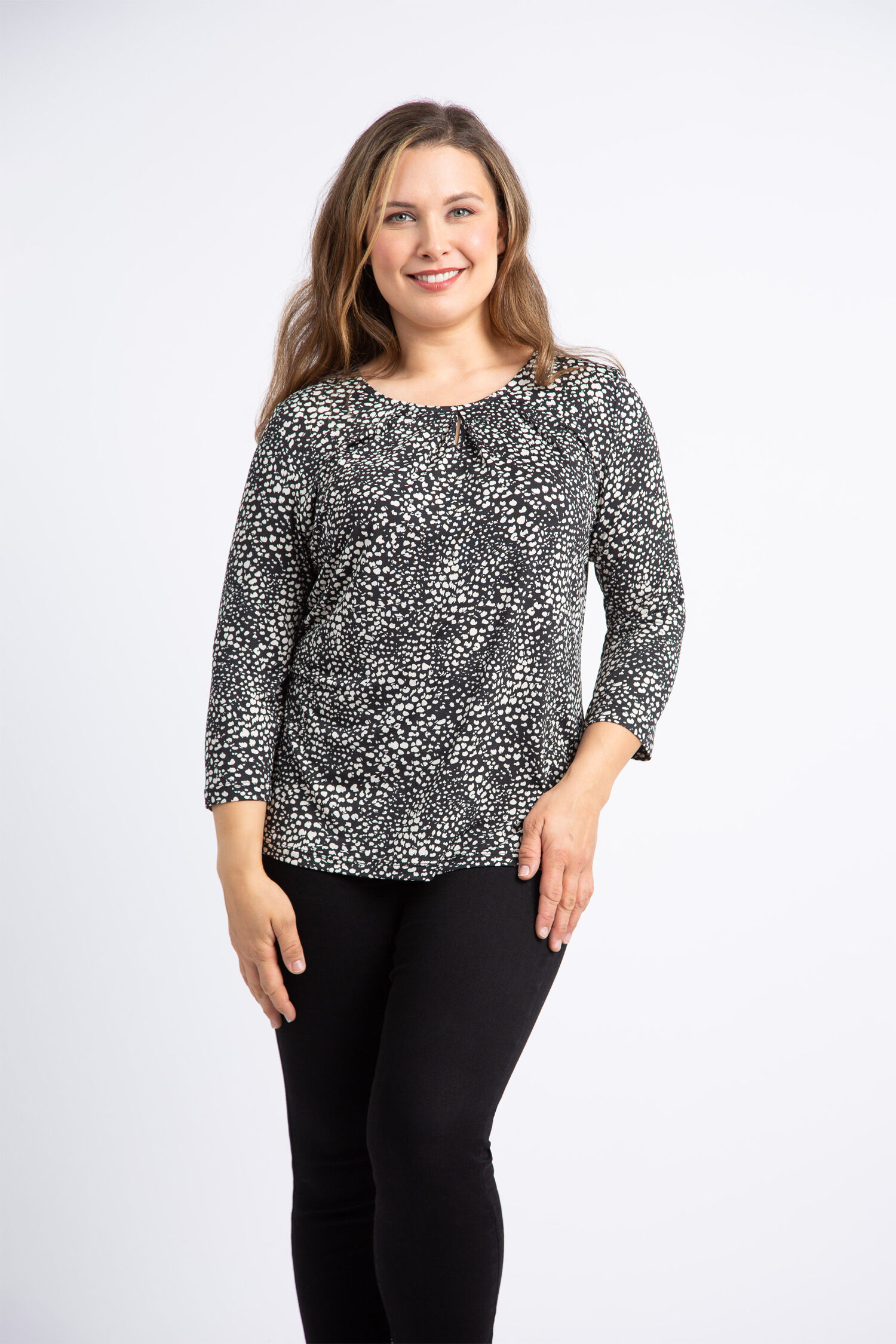 Pleated Neck Ditsy Dot Top  Image 2