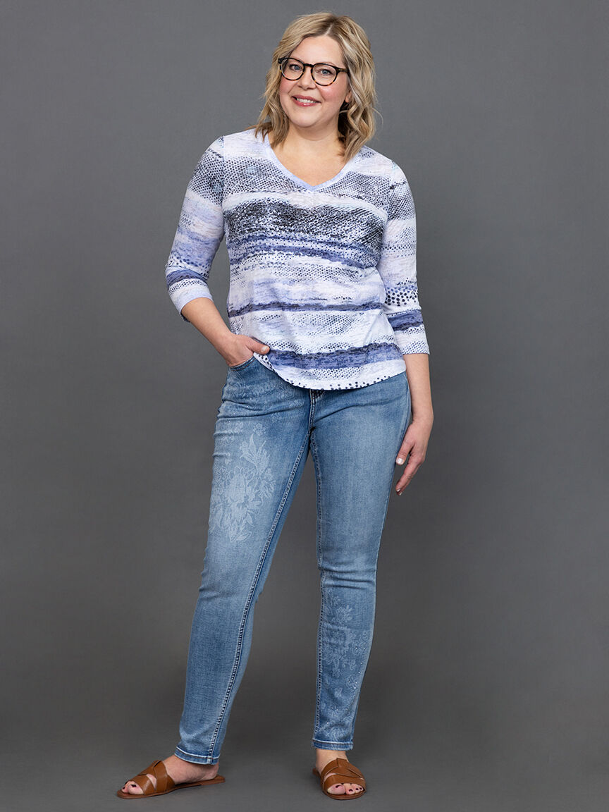 Slim Leg Printed Jeans with Hotfix  Image 1