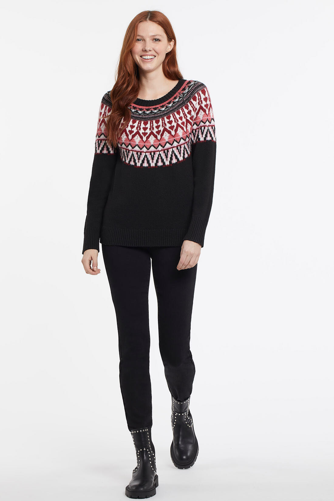 Autumn FairIsle Intarsia Yarn-Knit Sweater Image 1