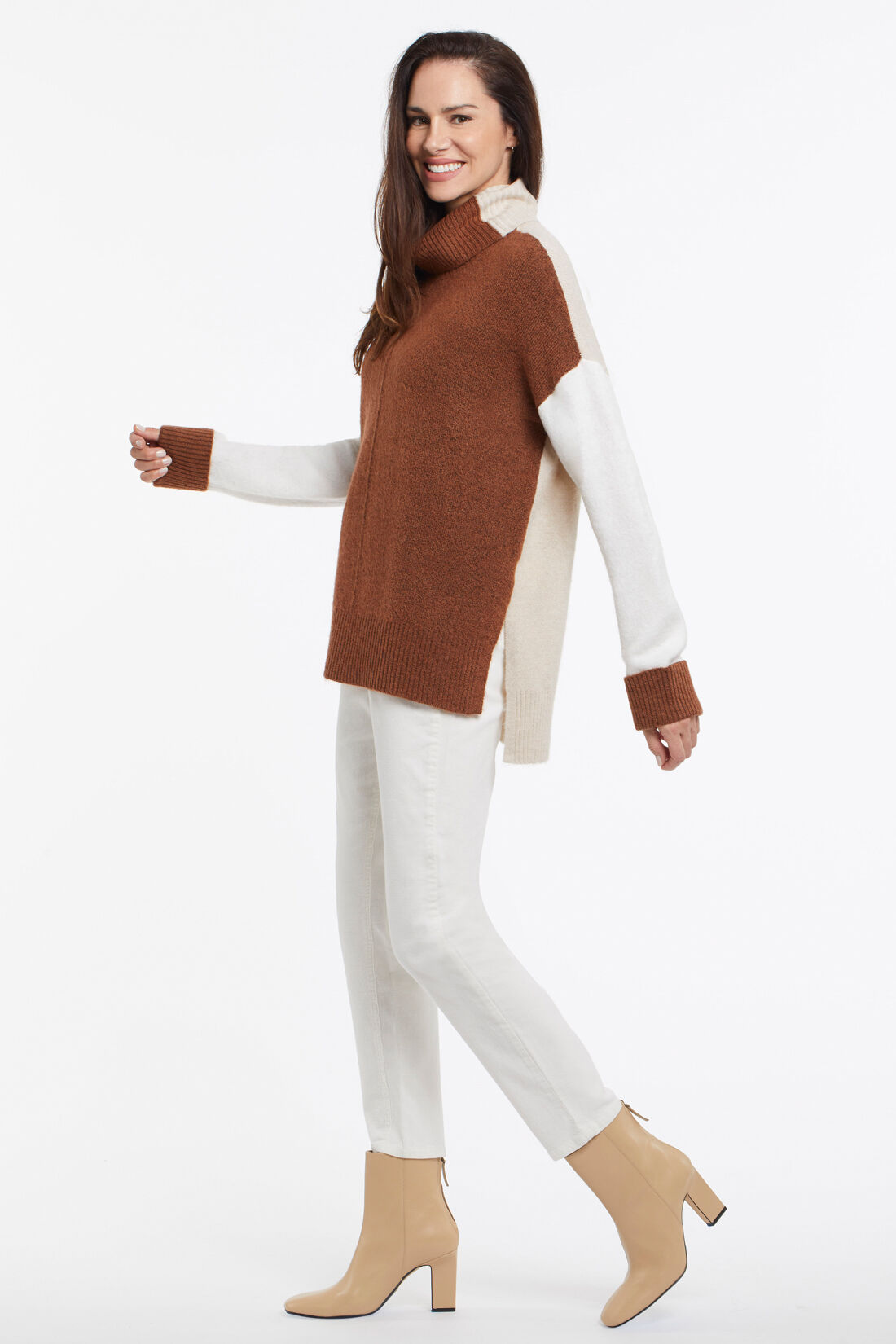 Neutral Block Sweater Image 3